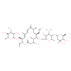 ChemSpider 2D Image | [(2R,3R,4E,6E,9R,11S,12S,13S,14R)-12-{[(3xi)-3,6-Dideoxy-4-O-(2,6-dideoxy-3-C-methyl-alpha-L-erythro-hexopyranosyl)-3-(dimethylamino)-D-ribo-hexopyranosyl]oxy}-2-ethyl-14-hydroxy-5,9,13-trimethyl-8,16-dioxo-11-(2-oxoethyl)oxacyclohexadeca-4,6-dien-3-yl]methyl (3xi)-6-deoxy-2,3-di-O-methyl-beta-D-arabino-hexopyranoside | C46H77NO17