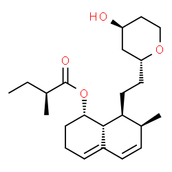 ChemSpider 2D Image | (2S)-2-methylbutanoic acid [(1S,7S,8S,8aR)-8-[2-[(2R,4S)-4-hydroxy-2-oxanyl]ethyl]-7-methyl-1,2,3,7,8,8a-hexahydronaphthalen-1-yl] ester | C23H36O4