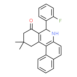 ChemSpider 2D Image | 5-(2-Fluorophenyl)-2,2-dimethyl-2,3,5,6-tetrahydrobenzo[a]phenanthridin-4(1H)-one | C25H22FNO