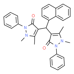 ChemSpider 2D Image | 4,4'-(1-Naphthylmethylene)bis(1,5-dimethyl-2-phenyl-1,2-dihydro-3H-pyrazol-3-one) | C33H30N4O2