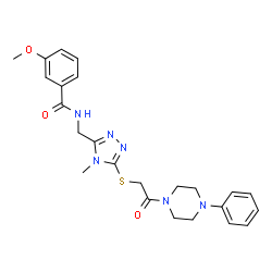 ChemSpider 2D Image | 3-Methoxy-N-[(4-methyl-5-{[2-oxo-2-(4-phenyl-1-piperazinyl)ethyl]sulfanyl}-4H-1,2,4-triazol-3-yl)methyl]benzamide | C24H28N6O3S