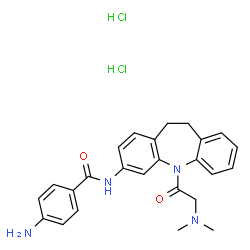 ChemSpider 2D Image | 4-Amino-N-[5-(N,N-dimethylglycyl)-10,11-dihydro-5H-dibenzo[b,f]azepin-3-yl]benzamide dihydrochloride | C25H28Cl2N4O2