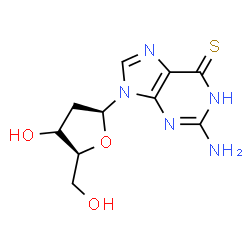 ChemSpider 2D Image | 2-Amino-9-(2-deoxy-beta-L-erythro-pentofuranosyl)-1,9-dihydro-6H-purine-6-thione | C10H13N5O3S