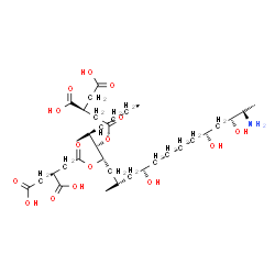 ChemSpider 2D Image | (2S,2'S)-2,2'-{[(6S,7S,9S,11S,16R,18R,19R)-19-Amino-11,16,18-trihydroxy-5,9-dimethyl-6,7-icosanediyl]bis[oxy(2-oxo-2,1-ethanediyl)]}disuccinic acid | C34H59NO15