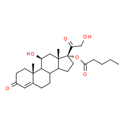 ChemSpider 2D Image | (8xi,9xi,11beta,14xi)-11,21-Dihydroxy-3,20-dioxopregn-4-en-17-yl valerate | C26H38O6