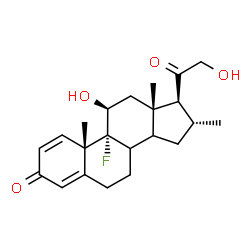 ChemSpider 2D Image | (8xi,11beta,14xi,16alpha)-9-Fluoro-11,21-dihydroxy-16-methylpregna-1,4-diene-3,20-dione | C22H29FO4