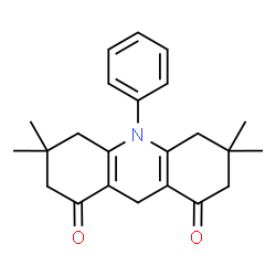 ChemSpider 2D Image | 3,3,6,6-Tetramethyl-10-phenyl-3,4,6,7,9,10-hexahydro-1,8(2H,5H)-acridinedione | C23H27NO2