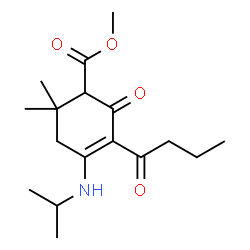 ChemSpider 2D Image | Methyl 3-butyryl-4-(isopropylamino)-6,6-dimethyl-2-oxo-3-cyclohexene-1-carboxylate | C17H27NO4