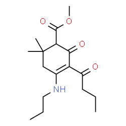 ChemSpider 2D Image | Methyl 3-butyryl-6,6-dimethyl-2-oxo-4-(propylamino)-3-cyclohexene-1-carboxylate | C17H27NO4