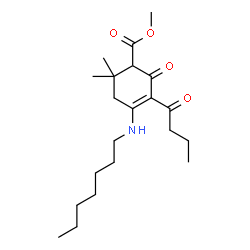 ChemSpider 2D Image | Methyl 3-butyryl-4-(heptylamino)-6,6-dimethyl-2-oxo-3-cyclohexene-1-carboxylate | C21H35NO4