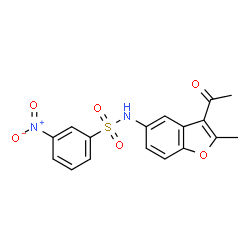 ChemSpider 2D Image | N-(3-Acetyl-2-methyl-1-benzofuran-5-yl)-3-nitrobenzenesulfonamide | C17H14N2O6S