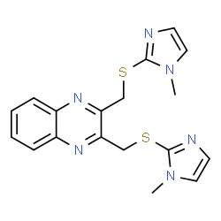 ChemSpider 2D Image | 2,3-Bis{[(1-methyl-1H-imidazol-2-yl)sulfanyl]methyl}quinoxaline | C18H18N6S2