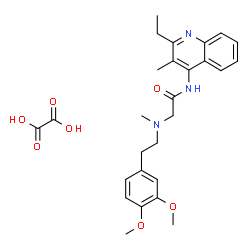 ChemSpider 2D Image | N~2~-[2-(3,4-Dimethoxyphenyl)ethyl]-N-(2-ethyl-3-methyl-4-quinolinyl)-N~2~-methylglycinamide ethanedioate (1:1) | C27H33N3O7