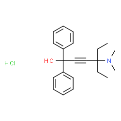 ChemSpider 2D Image | 4-(Dimethylamino)-4-ethyl-1,1-diphenyl-2-hexyn-1-ol hydrochloride (1:1) | C22H28ClNO