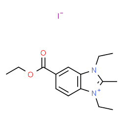 ChemSpider 2D Image | 6-(Ethoxycarbonyl)-1,3-diethyl-2-methyl-1H-3,1-benzimidazol-3-ium iodide | C15H21IN2O2