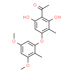 ChemSpider 2D Image | 1-[4-(3,5-Dimethoxy-2-methylphenoxy)-2,6-dihydroxy-3-methylphenyl]ethanone | C18H20O6