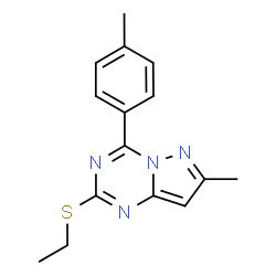 ChemSpider 2D Image | 2-ethylsulfanyl-7-methyl-4-(4-methylphenyl)pyrazolo(1,5-a)(1,3,5)triazine | C15H16N4S