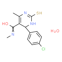 ChemSpider 2D Image | 4-(4-Chlorophenyl)-N,6-dimethyl-2-thioxo-1,2,3,4-tetrahydro-5-pyrimidinecarboxamide hydrate (1:1) | C13H16ClN3O2S