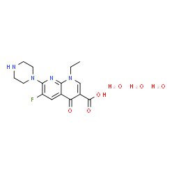 ChemSpider 2D Image | 1-Ethyl-6-fluoro-4-oxo-7-(1-piperazinyl)-1,4-dihydro-1,8-naphthyridine-3-carboxylic acid trihydrate | C15H23FN4O6
