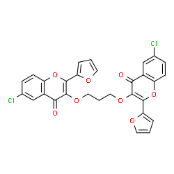 ChemSpider 2D Image | 3,3'-[1,3-Propanediylbis(oxy)]bis[6-chloro-2-(2-furyl)-4H-chromen-4-one] | C29H18Cl2O8