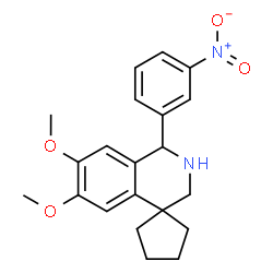 ChemSpider 2D Image | 6',7'-Dimethoxy-1'-(3-nitrophenyl)-2',3'-dihydro-1'H-spiro[cyclopentane-1,4'-isoquinoline] | C21H24N2O4