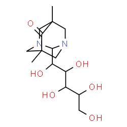 ChemSpider 2D Image | 1-C-(5,7-Dimethyl-6-oxo-1,3-diazatricyclo[3.3.1.1~3,7~]dec-2-yl)pentitol | C15H26N2O6