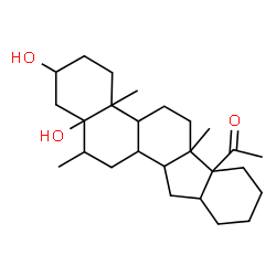 ChemSpider 2D Image | 1-(2,13a-Dihydroxy-4a,6a,13-trimethylicosahydro-6bH-indeno[2,1-a]phenanthren-6b-yl)ethanone | C26H42O3