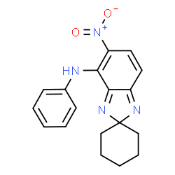ChemSpider 2D Image | 5-Nitro-N-phenylspiro[benzimidazole-2,1'-cyclohexan]-4-amine | C18H18N4O2
