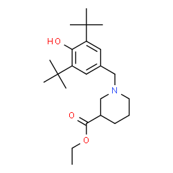 ChemSpider 2D Image | Ethyl 1-[4-hydroxy-3,5-bis(2-methyl-2-propanyl)benzyl]-3-piperidinecarboxylate | C23H37NO3