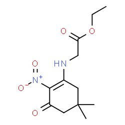 ChemSpider 2D Image | Ethyl N-(5,5-dimethyl-2-nitro-3-oxo-1-cyclohexen-1-yl)glycinate | C12H18N2O5