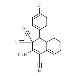 ChemSpider 2D Image | 2-Amino-4-(4-chlorophenyl)-4a,5,6,7-tetrahydro-1,3,3(4H)-naphthalenetricarbonitrile | C19H15ClN4