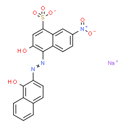 ChemSpider 2D Image | Sodium 3-hydroxy-4-[(1-hydroxy-2-naphthyl)diazenyl]-7-nitro-1-naphthalenesulfonate | C20H12N3NaO7S