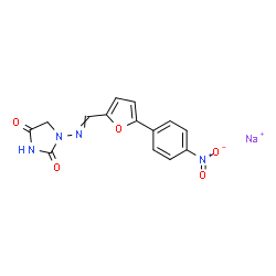 ChemSpider 2D Image | 2,4-Imidazolidinedione, 1-[[[5-(4-nitrophenyl)-2-furanyl]methylene]amino]-, sodium salt (1:1) | C14H10N4NaO5