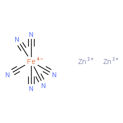 ChemSpider 2D Image | Dizinc hexakis(cyano-kappaC)ferrate(4-) | C6FeN6Zn2
