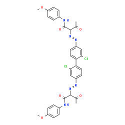 ChemSpider 2D Image | 2,2'-[(2,2'-Dichloro-4,4'-biphenyldiyl)di-2,1-diazenediyl]bis[N-(4-methoxyphenyl)-3-oxobutanamide] | C34H30Cl2N6O6
