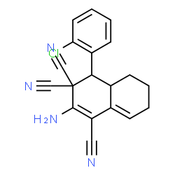 ChemSpider 2D Image | 2-Amino-4-(2-chlorophenyl)-4a,5,6,7-tetrahydro-1,3,3(4H)-naphthalenetricarbonitrile | C19H15ClN4