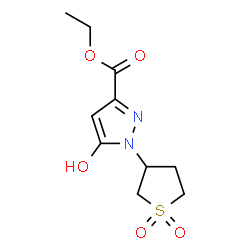 ChemSpider 2D Image | Ethyl 1-(1,1-dioxidotetrahydro-3-thiophenyl)-5-hydroxy-1H-pyrazole-3-carboxylate | C10H14N2O5S