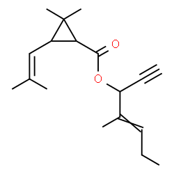 ChemSpider 2D Image | 4-Methyl-4-hepten-1-yn-3-yl 2,2-dimethyl-3-(2-methyl-1-propen-1-yl)cyclopropanecarboxylate | C18H26O2