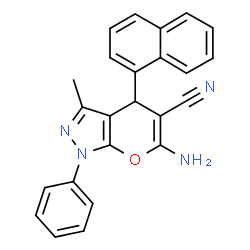 ChemSpider 2D Image | 6-Amino-3-methyl-4-(1-naphthyl)-1-phenyl-1,4-dihydropyrano[2,3-c]pyrazole-5-carbonitrile | C24H18N4O