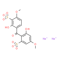 ChemSpider 2D Image | Disodium 3-hydroxy-2-(2-hydroxy-4-methoxy-3-sulfonatobenzoyl)-5-methoxybenzenesulfonate | C15H12Na2O11S2