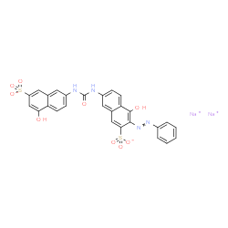 ChemSpider 2D Image | Disodium 4-hydroxy-7-{[(5-hydroxy-7-sulfonato-2-naphthyl)carbamoyl]amino}-3-(phenyldiazenyl)-2-naphthalenesulfonate | C27H18N4Na2O9S2