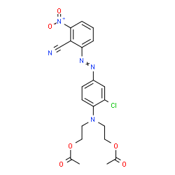 ChemSpider 2D Image | ({2-Chloro-4-[(2-cyano-3-nitrophenyl)diazenyl]phenyl}imino)di-2,1-ethanediyl diacetate | C21H20ClN5O6