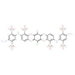 ChemSpider 2D Image | 3,10-Bis[(4-amino-2,5-disulfophenyl)amino]-6,13-dichloro-4,11-triphenodioxazinedisulfonic acid | C30H20Cl2N6O20S6