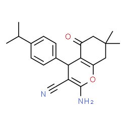 ChemSpider 2D Image | 2-Amino-4-(4-isopropylphenyl)-7,7-dimethyl-5-oxo-5,6,7,8-tetrahydro-4H-chromene-3-carbonitrile | C21H24N2O2
