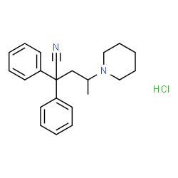 ChemSpider 2D Image | 2,2-Diphenyl-4-(1-piperidinyl)pentanenitrile hydrochloride (1:1) | C22H27ClN2