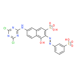 ChemSpider 2D Image | 7-[(4,6-Dichloro-1,3,5-triazin-2-yl)amino]-4-hydroxy-3-[(3-sulfophenyl)diazenyl]-2-naphthalenesulfonic acid | C19H12Cl2N6O7S2