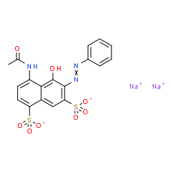 ChemSpider 2D Image | Disodium 4-acetamido-5-hydroxy-6-(phenyldiazenyl)-1,7-naphthalenedisulfonate | C18H13N3Na2O8S2