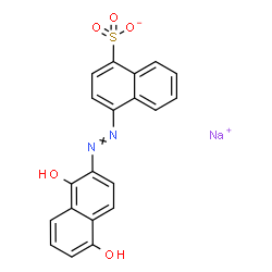 ChemSpider 2D Image | Sodium 4-[(1,5-dihydroxy-2-naphthyl)diazenyl]-1-naphthalenesulfonate | C20H13N2NaO5S