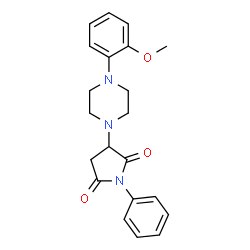 ChemSpider 2D Image | 3-[4-(2-Methoxyphenyl)-1-piperazinyl]-1-phenyl-2,5-pyrrolidinedione | C21H23N3O3