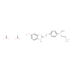 ChemSpider 2D Image | 2-[(4-{Ethyl[2-(trimethylammonio)ethyl]amino}phenyl)diazenyl]-6-methoxy-3-methyl-1,3-benzothiazol-3-ium diacetate | C26H37N5O5S